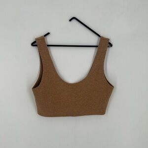 So Elly Camel Hair Blend Ribbed Knit Cropped Tank Top